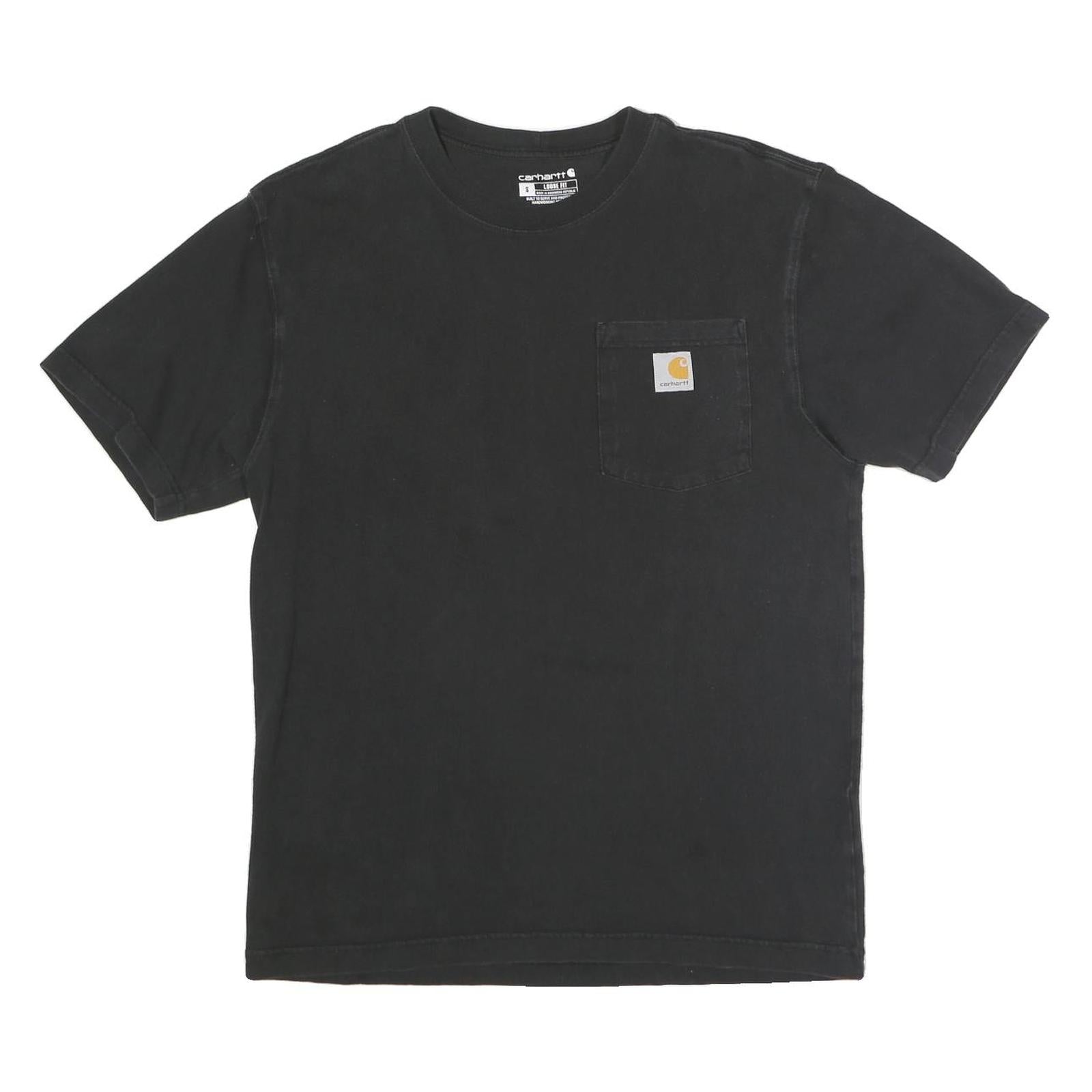 CARHARTT Mens Black Pocket T-Shirt S Short Sleeve Crew Neck Workwear Durable