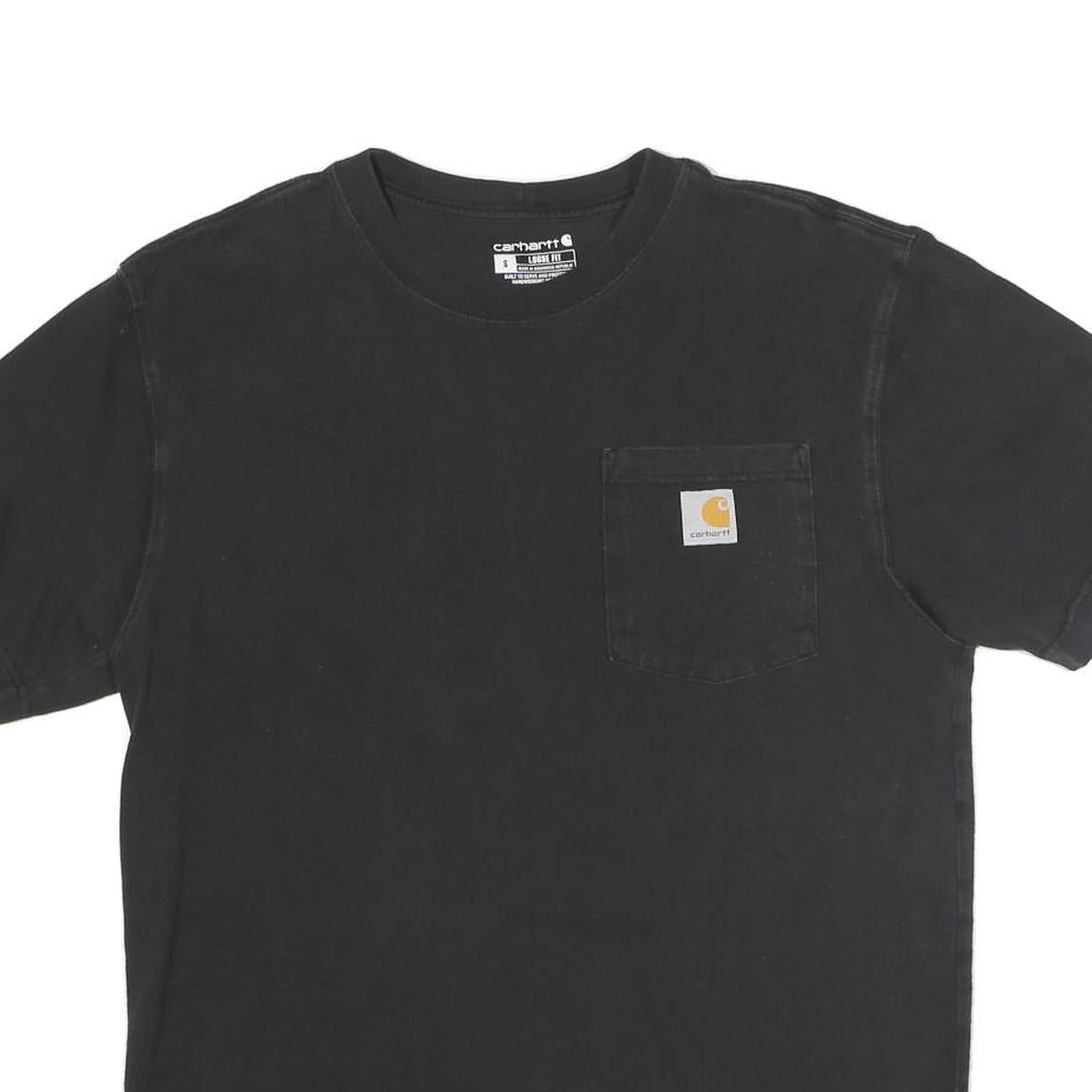 CARHARTT Mens Black Pocket T-Shirt S Short Sleeve Crew Neck Workwear Durable