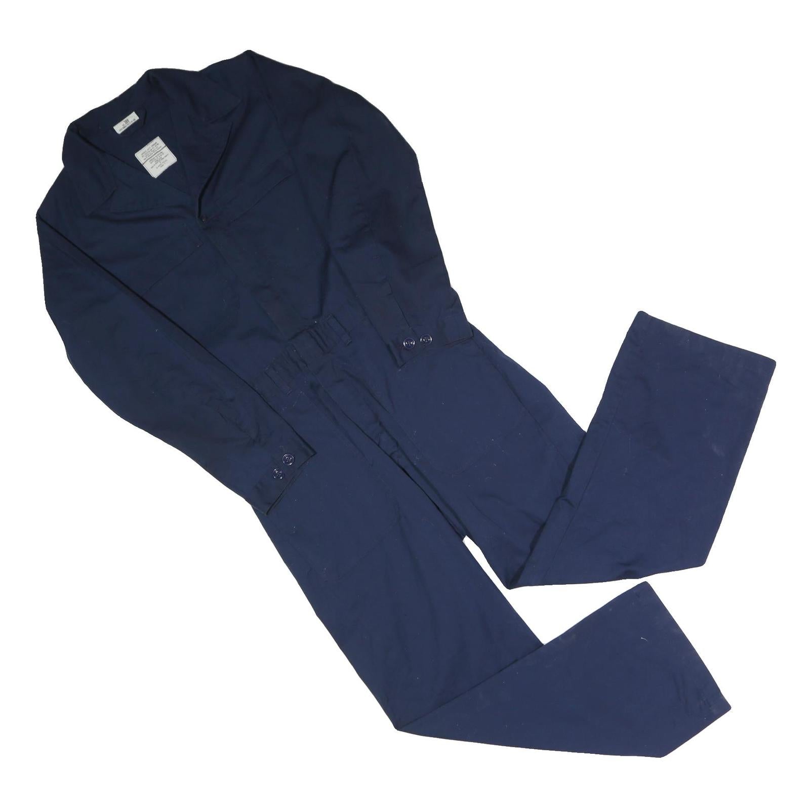 Mens Navy Blue Cotton Blend Plain Dungarees Regular Fit S W32 L28 Workwear