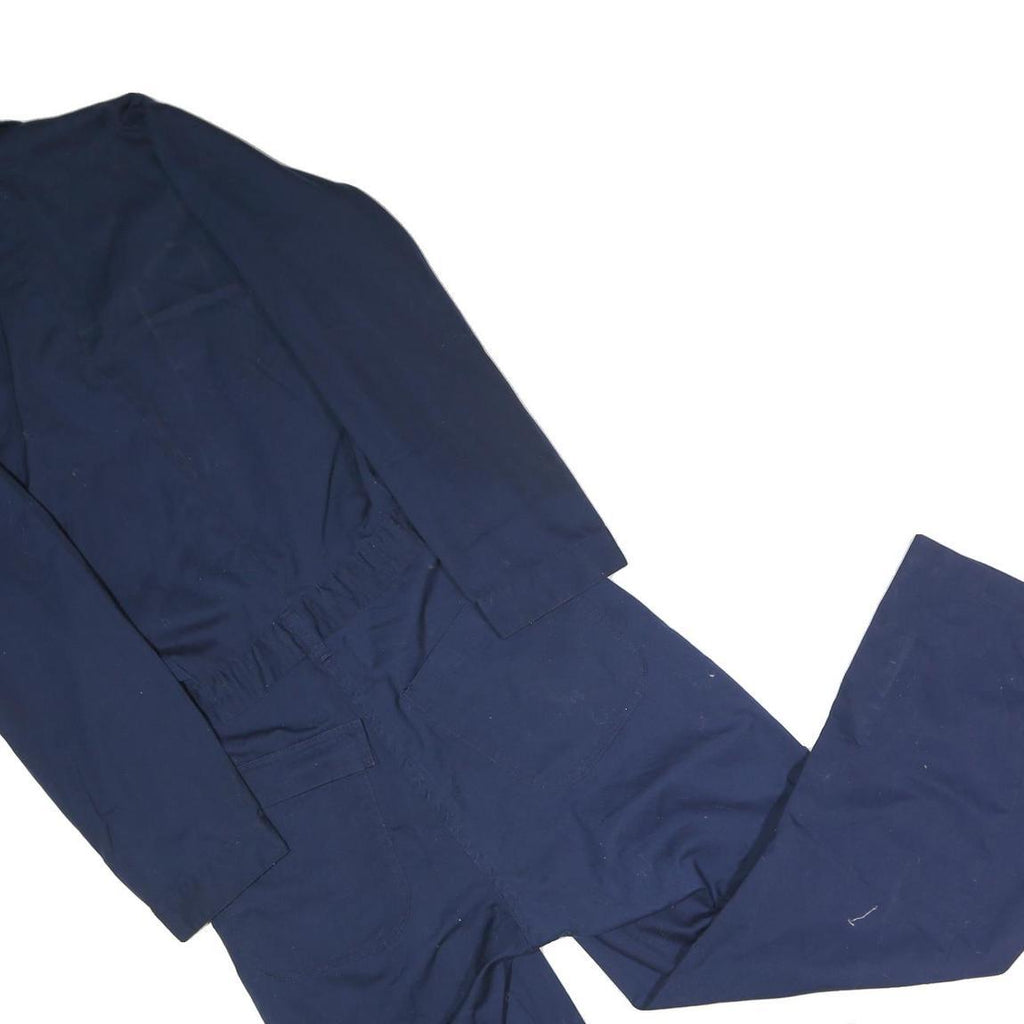 Mens Navy Blue Cotton Blend Plain Dungarees Regular Fit S W32 L28 Workwear