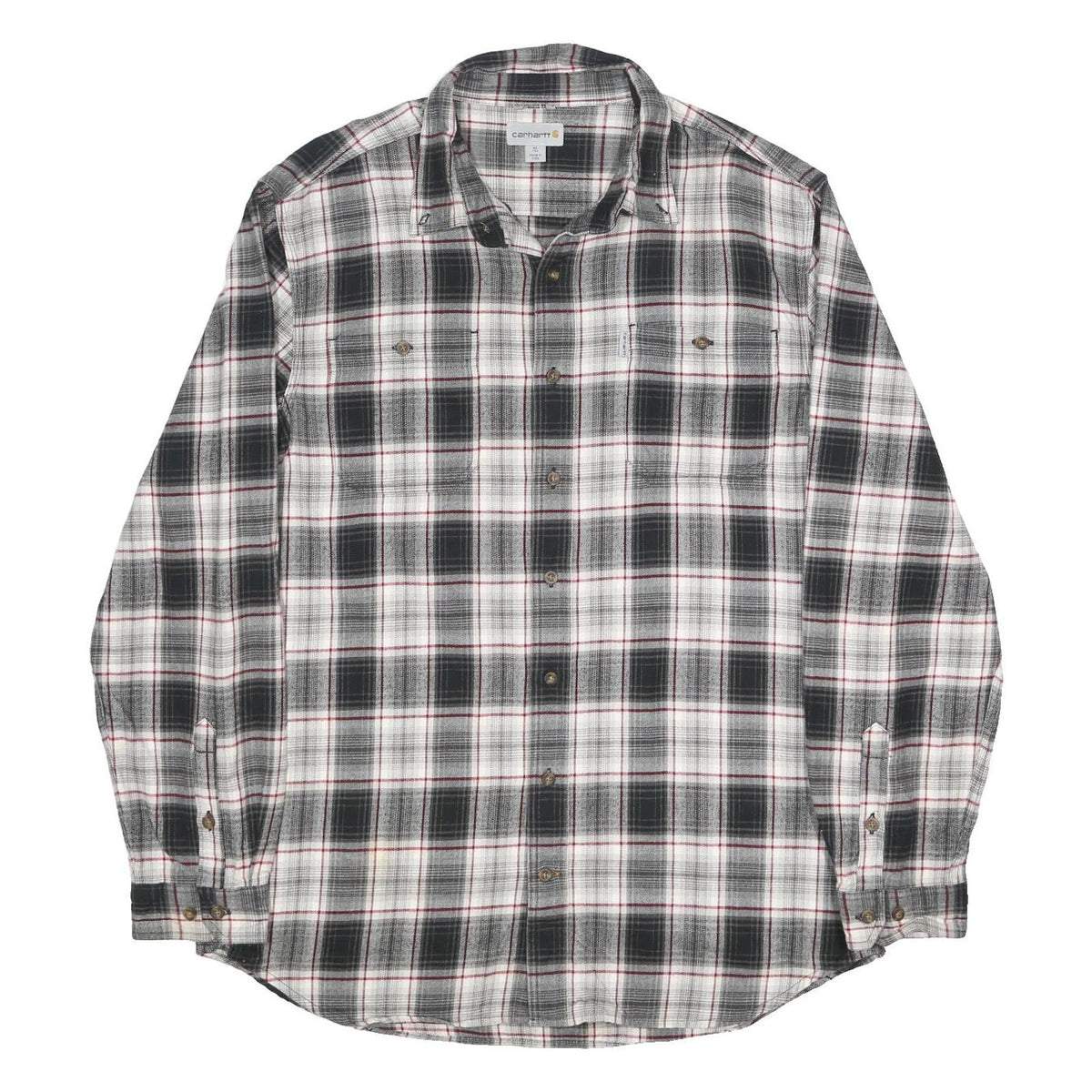 CARHARTT Mens Black & White Plaid Cotton Shirt XL Long Sleeve Button-Up Casual