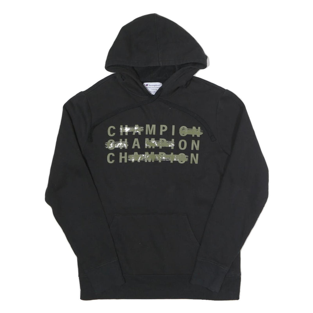 CHAMPION Mens Black Hoodie S Cotton Blend Pullover Hooded Sweatshirt