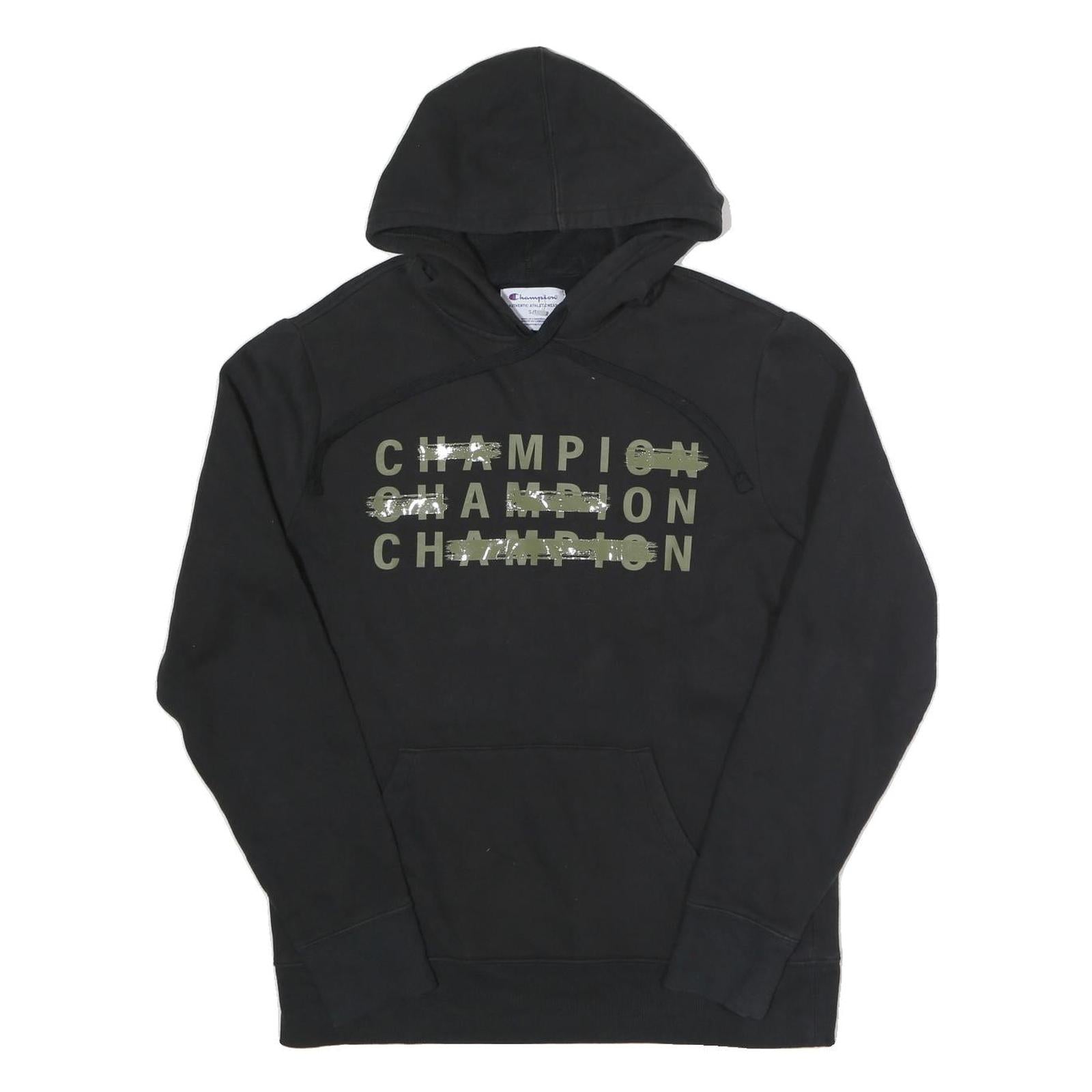CHAMPION Mens Black Hoodie S Cotton Blend Pullover Hooded Sweatshirt