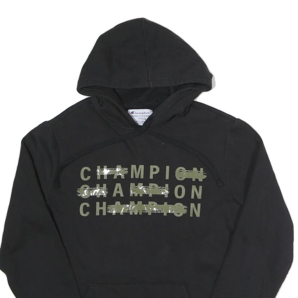 CHAMPION Mens Black Hoodie S Cotton Blend Pullover Hooded Sweatshirt