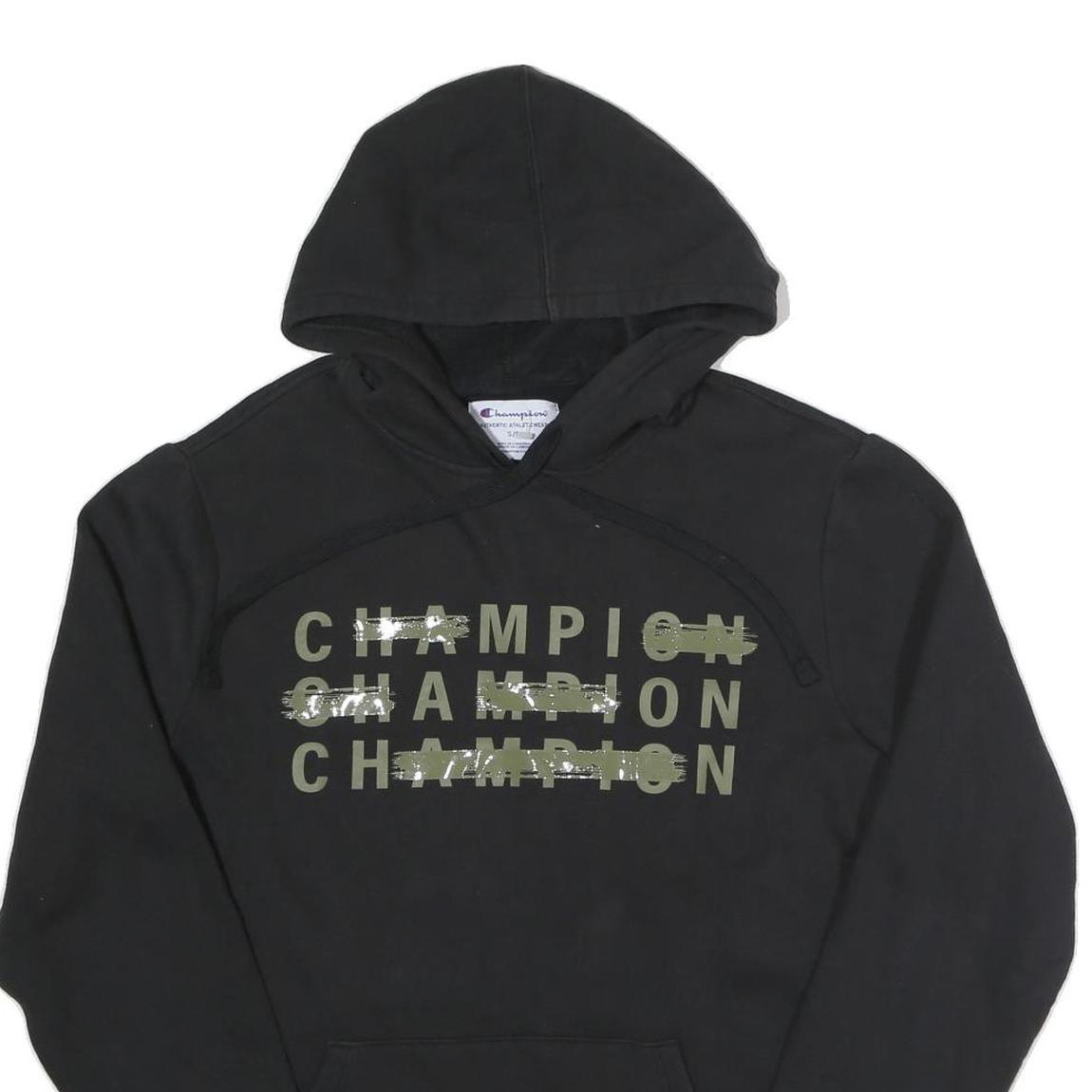 CHAMPION Mens Black Hoodie S Cotton Blend Pullover Hooded Sweatshirt