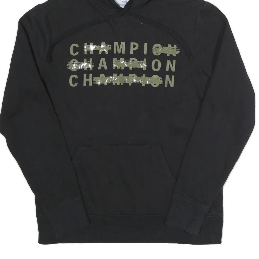 CHAMPION Mens Black Hoodie S Cotton Blend Pullover Hooded Sweatshirt