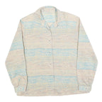 Womens Cream & Blue Printed Shirt Long Sleeve Collared M Relaxed Fit Casual