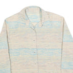 Womens Cream & Blue Printed Shirt Long Sleeve Collared M Relaxed Fit Casual