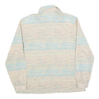 Womens Cream & Blue Printed Shirt Long Sleeve Collared M Relaxed Fit Casual