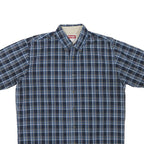 WRANGLER Mens Blue Check Shirt M Cotton Blend Casual Summer Button Down