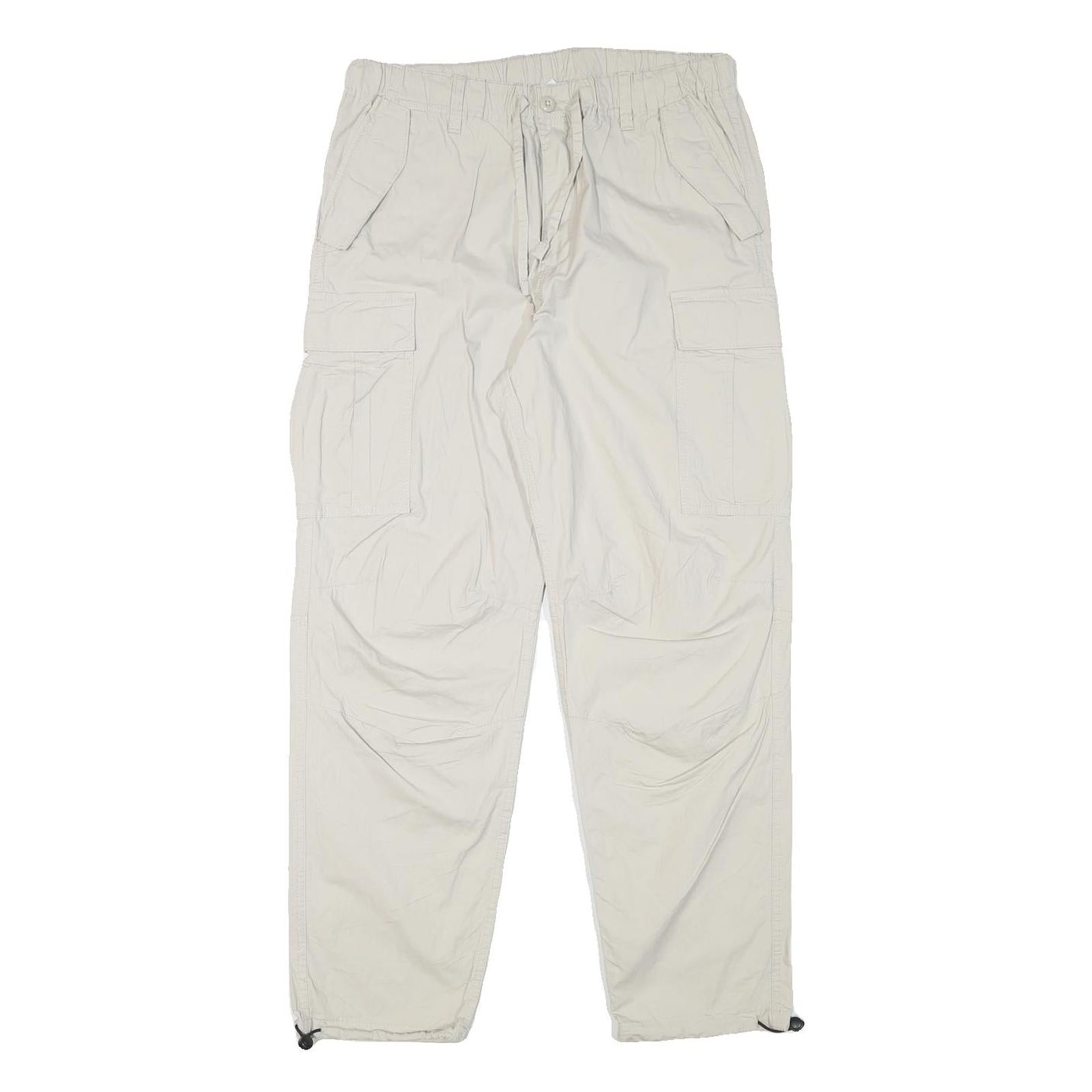 H&M Mens Cotton Blend Beige Regular Fit Cargo Trousers W30 L28 Casual Outdoor