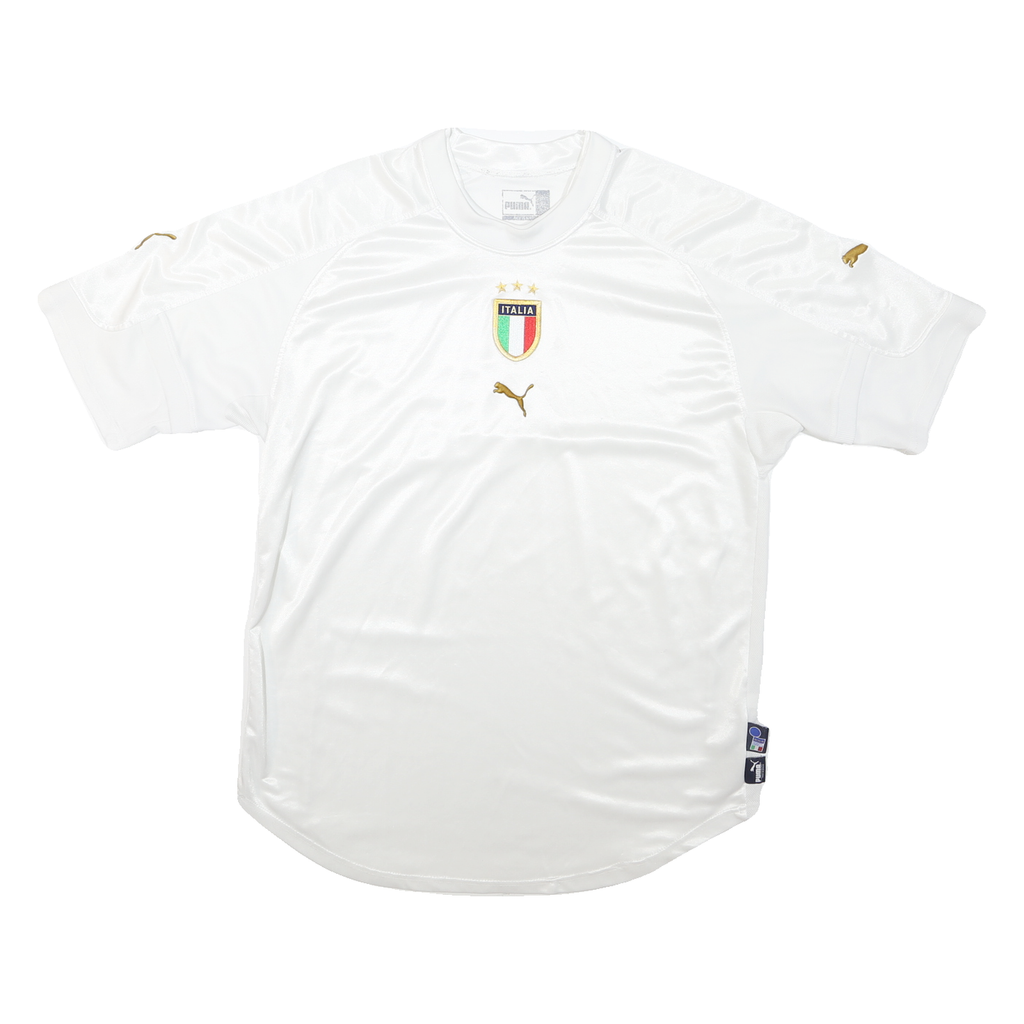 PUMA Mens White Italia Football Shirt XL Short Sleeve Crew Neck Polyester Jersey