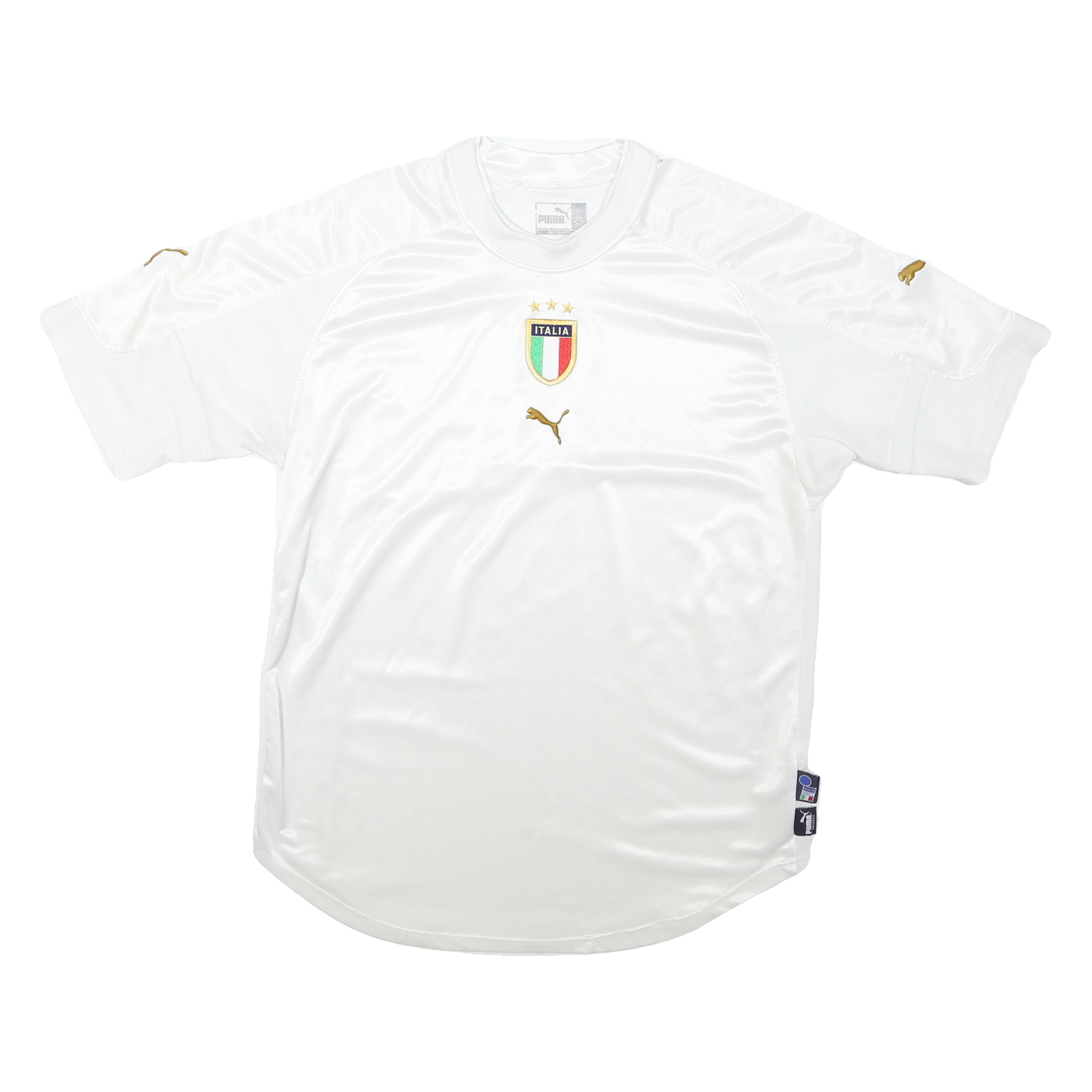 PUMA Mens White Italia Football Shirt XL Short Sleeve Crew Neck Polyester Jersey