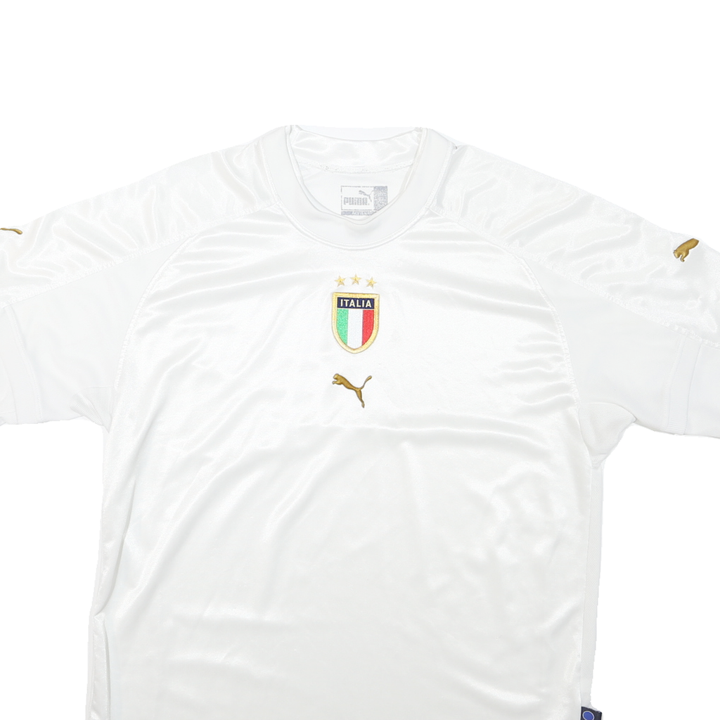 PUMA Mens White Italia Football Shirt XL Short Sleeve Crew Neck Polyester Jersey