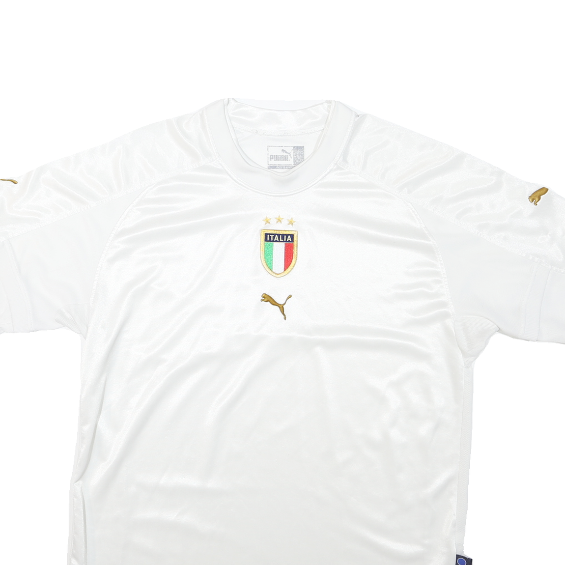 PUMA Mens White Italia Football Shirt XL Short Sleeve Crew Neck Polyester Jersey