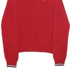 TOMMY HILFIGER Mens Red Plain Crew Neck Basic Knit Jumper M Cotton Comfort