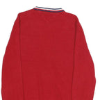 TOMMY HILFIGER Mens Red Plain Crew Neck Basic Knit Jumper M Cotton Comfort