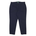 BENETTON Womens Cotton Blend Navy Slim Straight Trousers W32 L26 Classic Zip