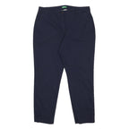 BENETTON Womens Cotton Blend Navy Slim Straight Trousers W32 L26 Classic Zip