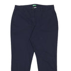 BENETTON Womens Cotton Blend Navy Slim Straight Trousers W32 L26 Classic Zip
