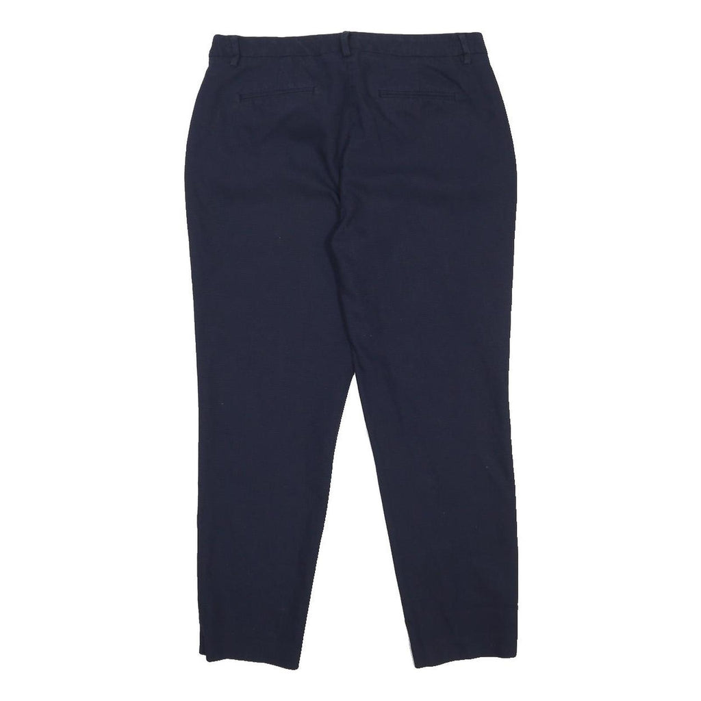 BENETTON Womens Cotton Blend Navy Slim Straight Trousers W32 L26 Classic Zip