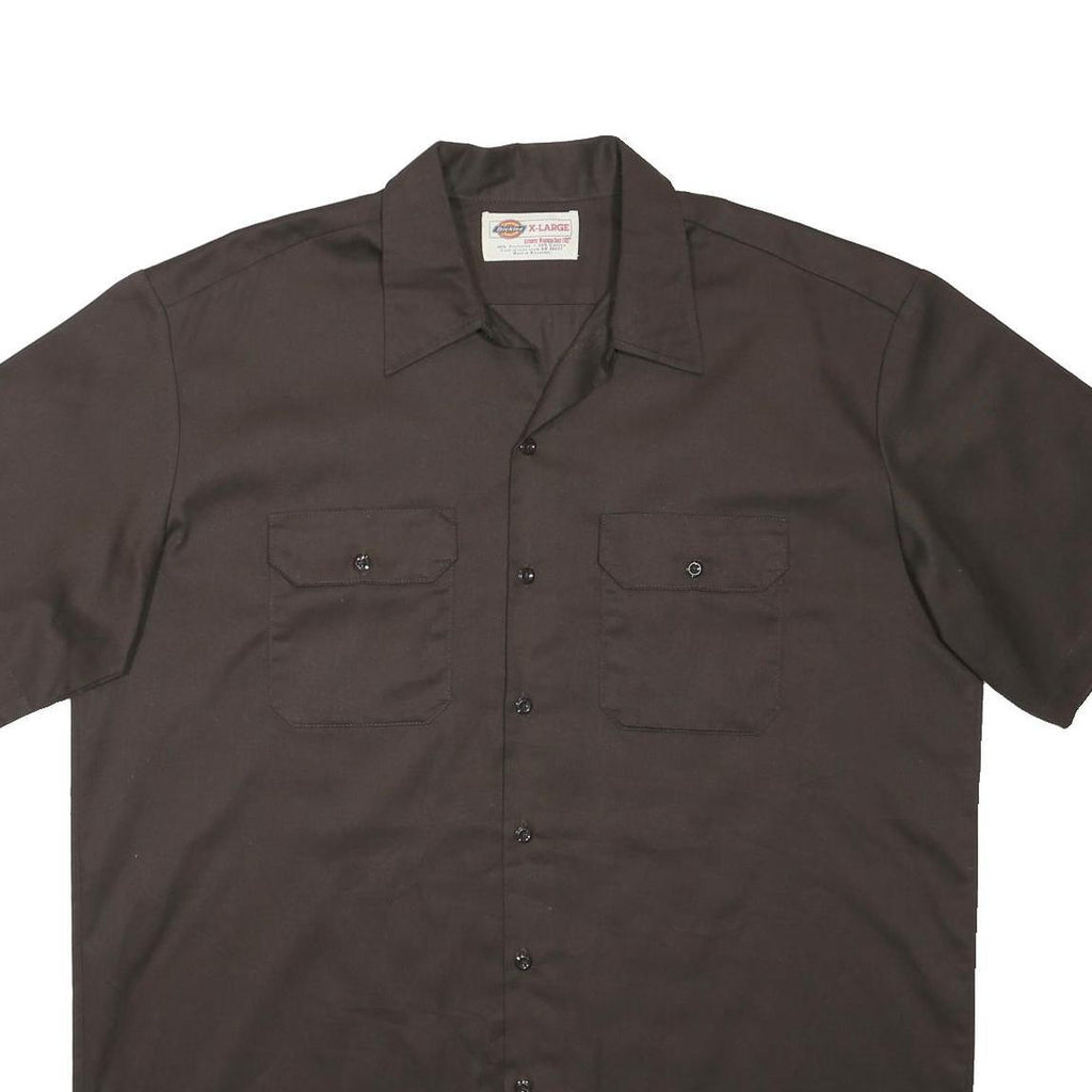 TOMMY HILFIGER Mens Brown Work Shirt L Cotton Blend Button Pockets