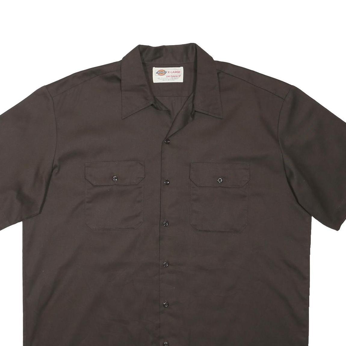TOMMY HILFIGER Mens Brown Work Shirt L Cotton Blend Button Pockets
