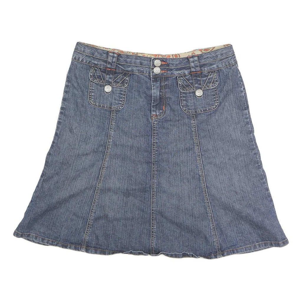 REWIND Womens Blue Denim Mini Cotton Blend Skirt M Casual Stylish