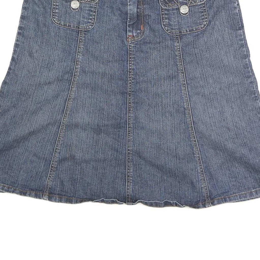 REWIND Womens Blue Denim Mini Cotton Blend Skirt M Casual Stylish