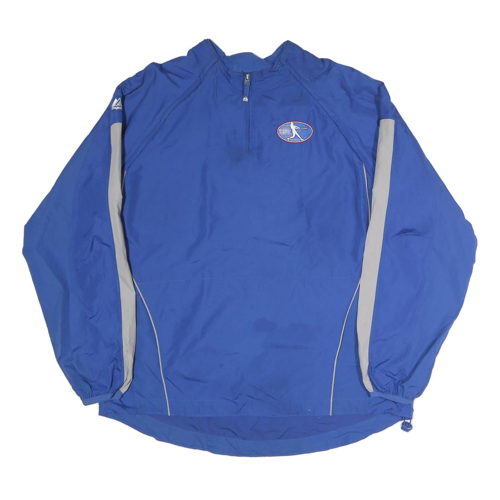 MAJESTIC Mens Blue Jacket L Polyester Plain Lightweight Zip Sportswear