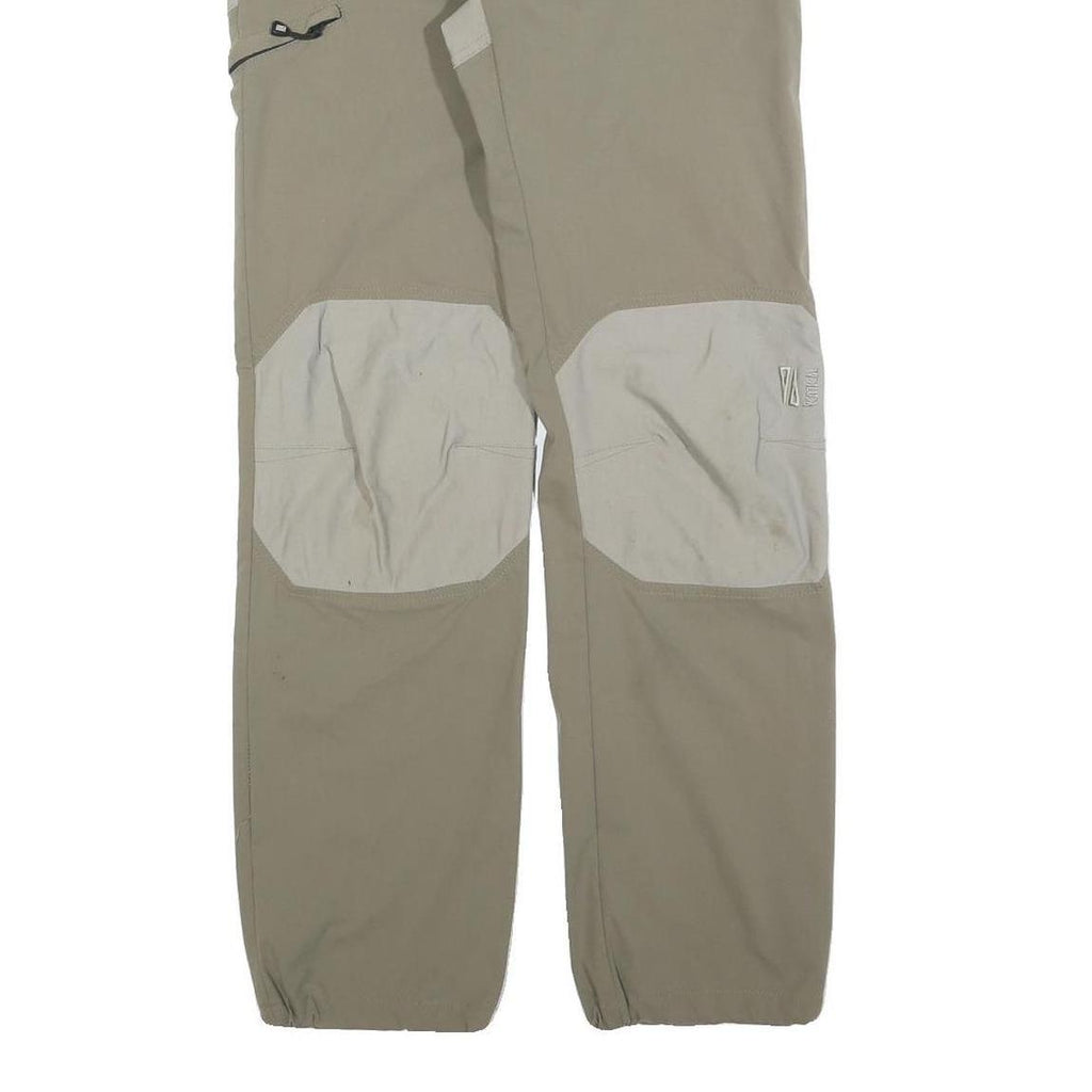 Mens Beige Polyester Blend Regular Fit Trousers W28 L30 Outdoor Casual Zip