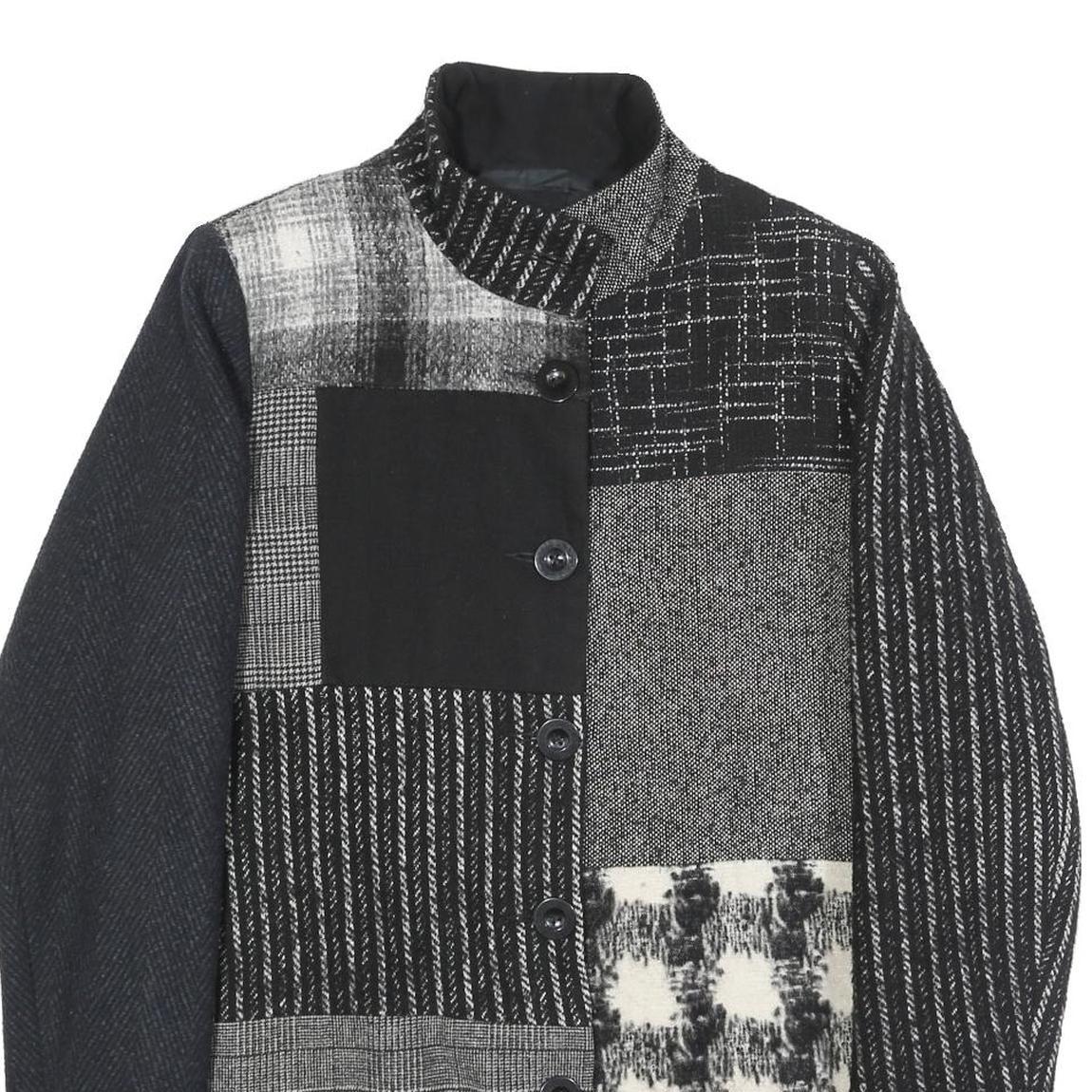 DESIGUAL Womens Black & Grey Patchwork Button Jacket L Woven Classic Fit Stylish