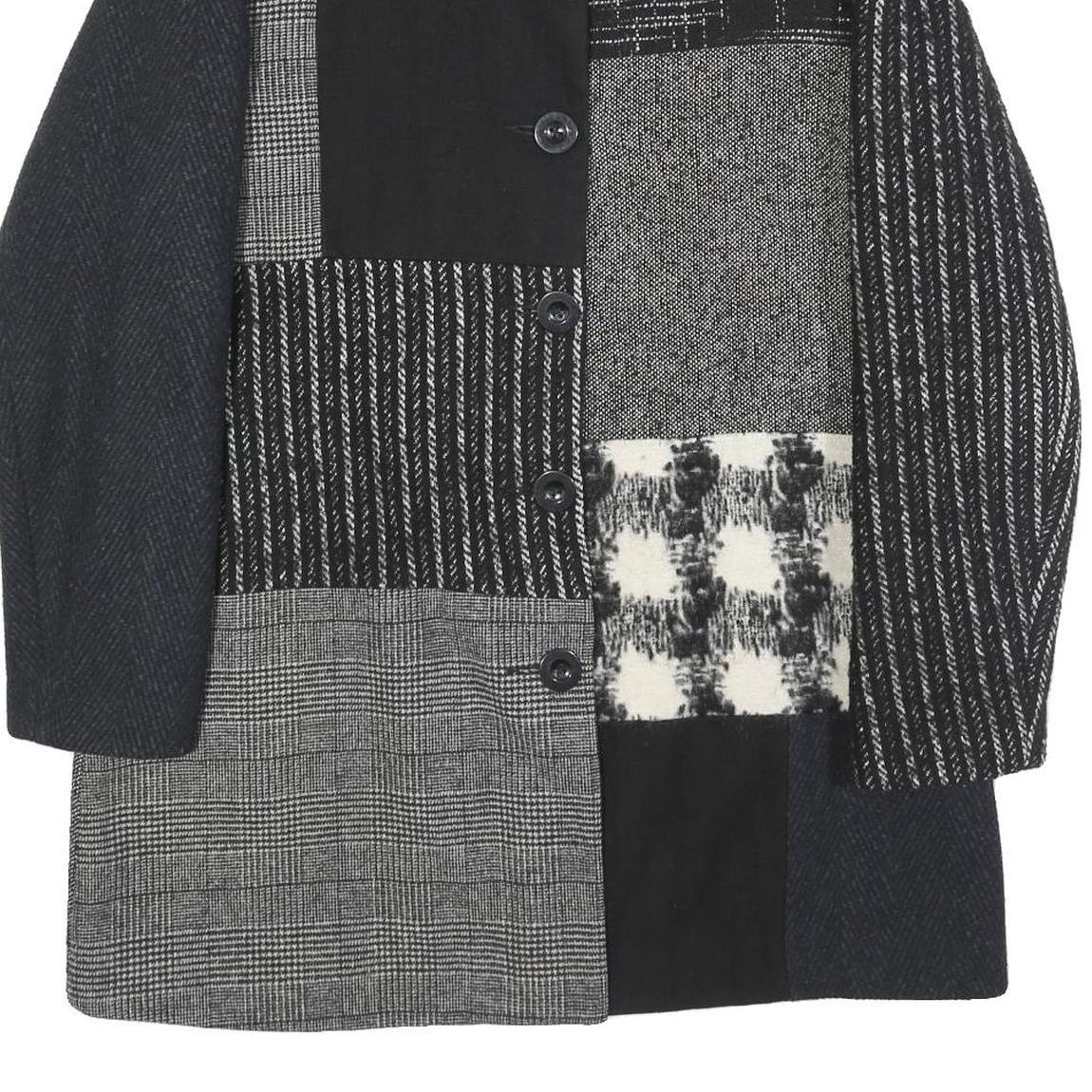 DESIGUAL Womens Black & Grey Patchwork Button Jacket L Woven Classic Fit Stylish