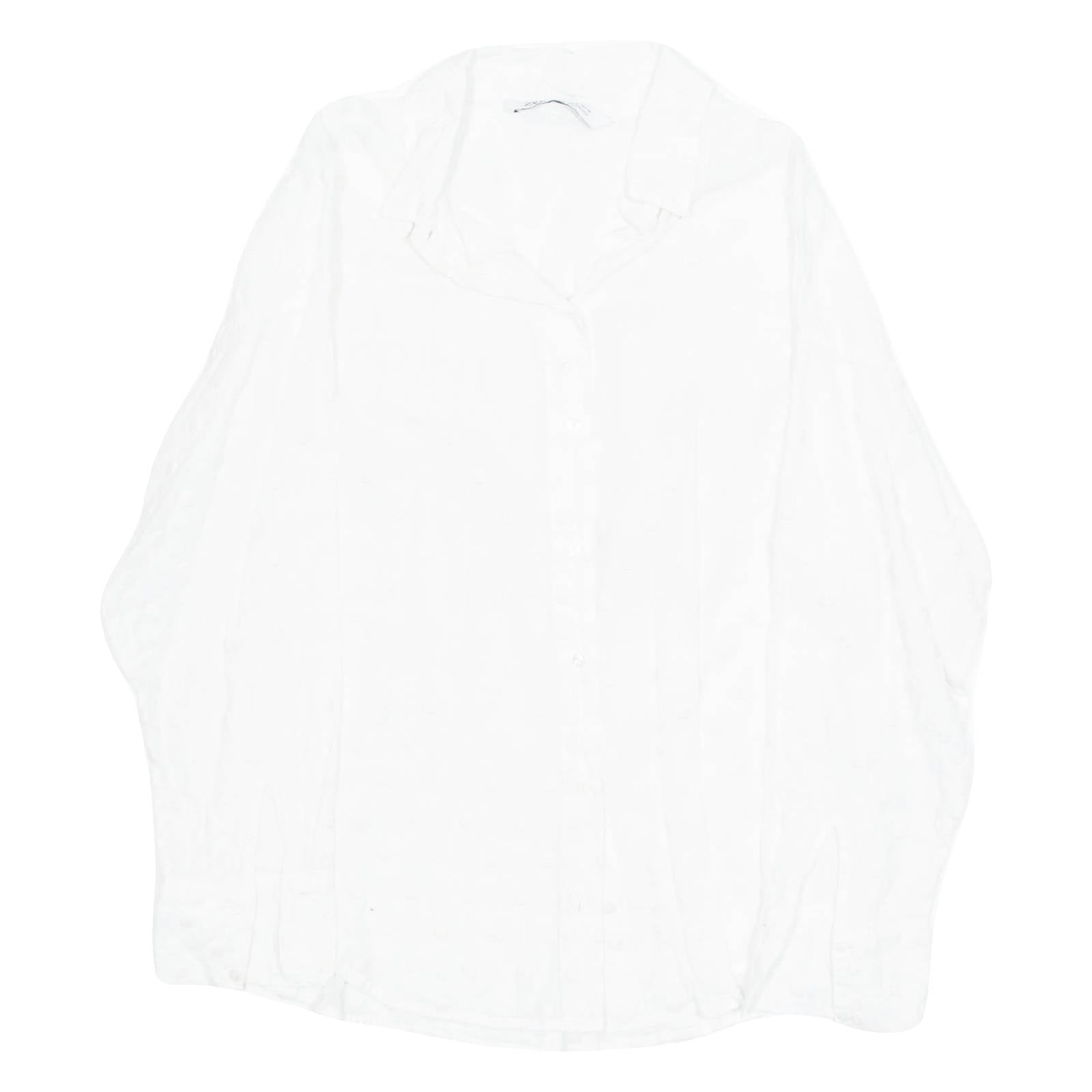 ZARA Womens Shirt White Collared 3/4 Sleeve M