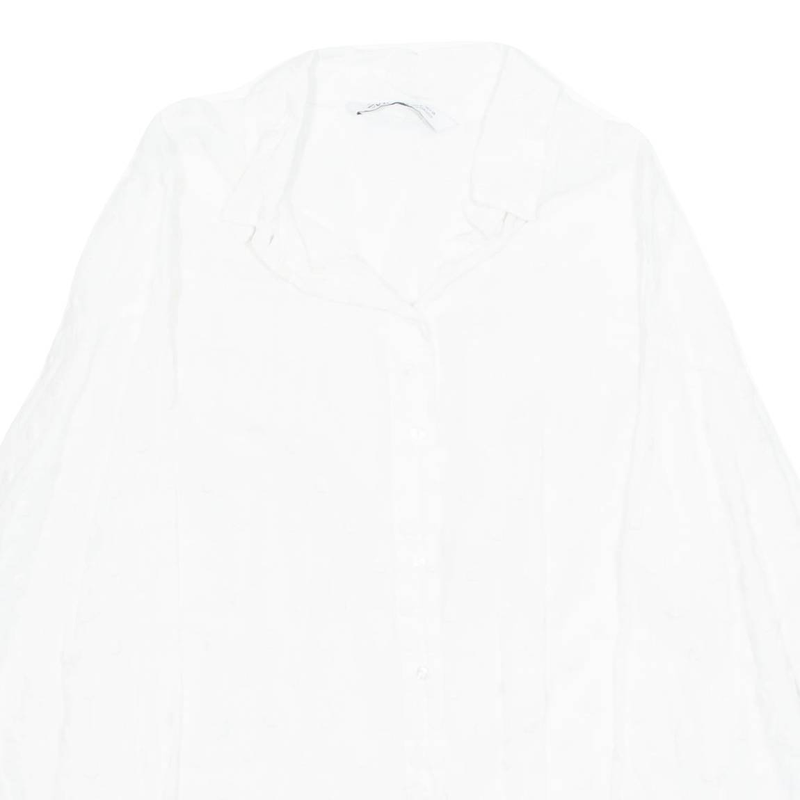 ZARA Womens Shirt White Collared 3/4 Sleeve M