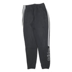 ADIDAS Mens Joggers Black White S W26 L30 Three Stripe Logo Slim Tapered