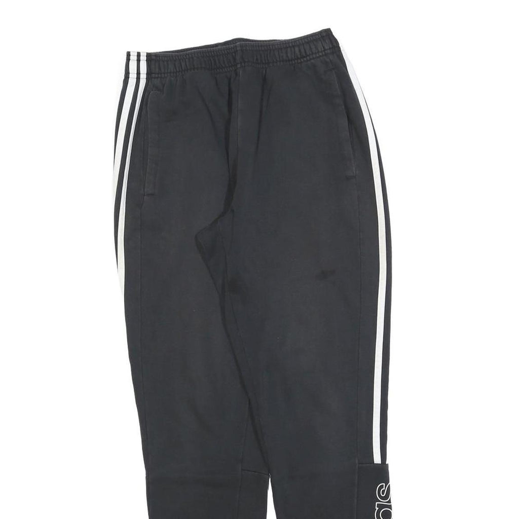 ADIDAS Mens Joggers Black White S W26 L30 Three Stripe Logo Slim Tapered