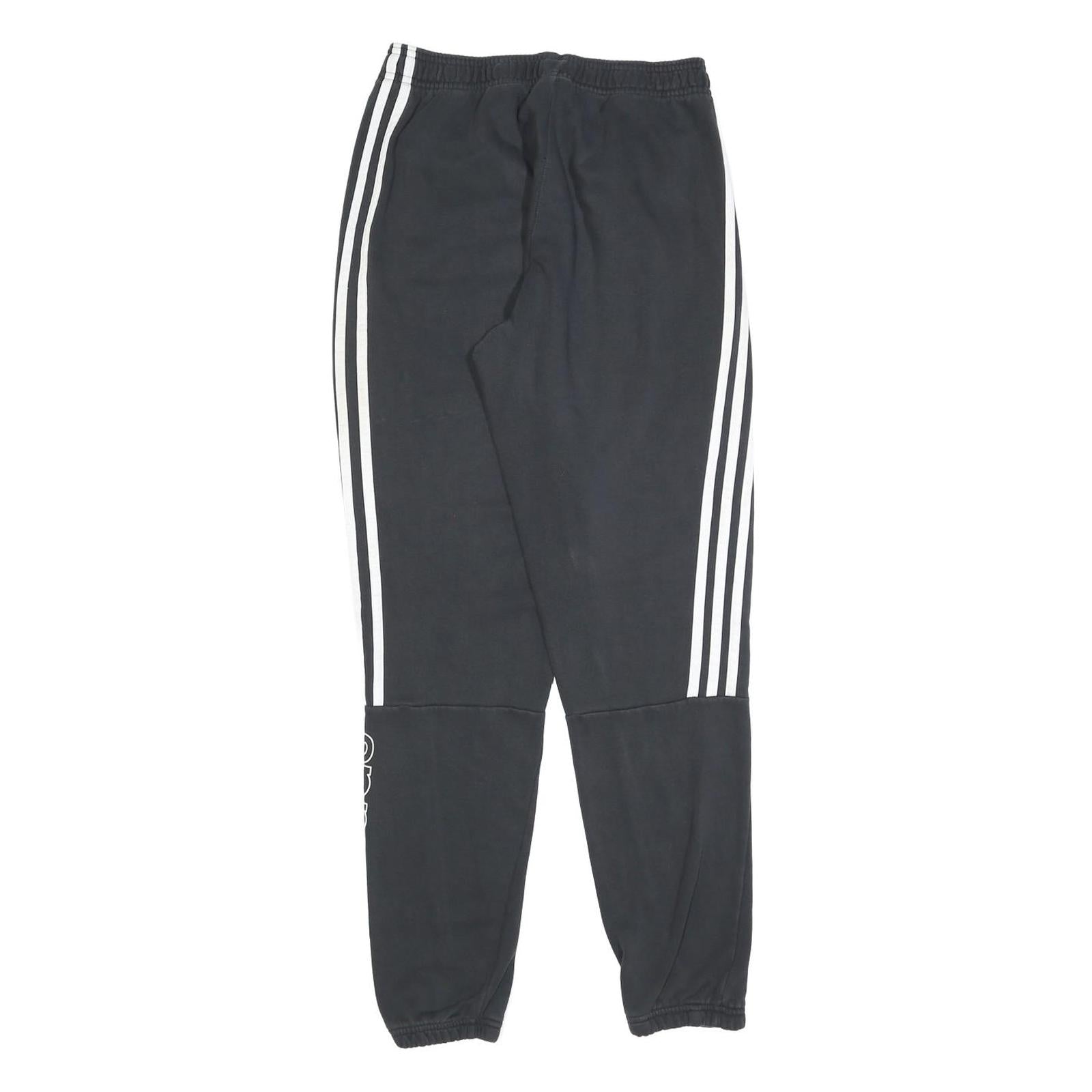 ADIDAS Mens Joggers Black White S W26 L30 Three Stripe Logo Slim Tapered