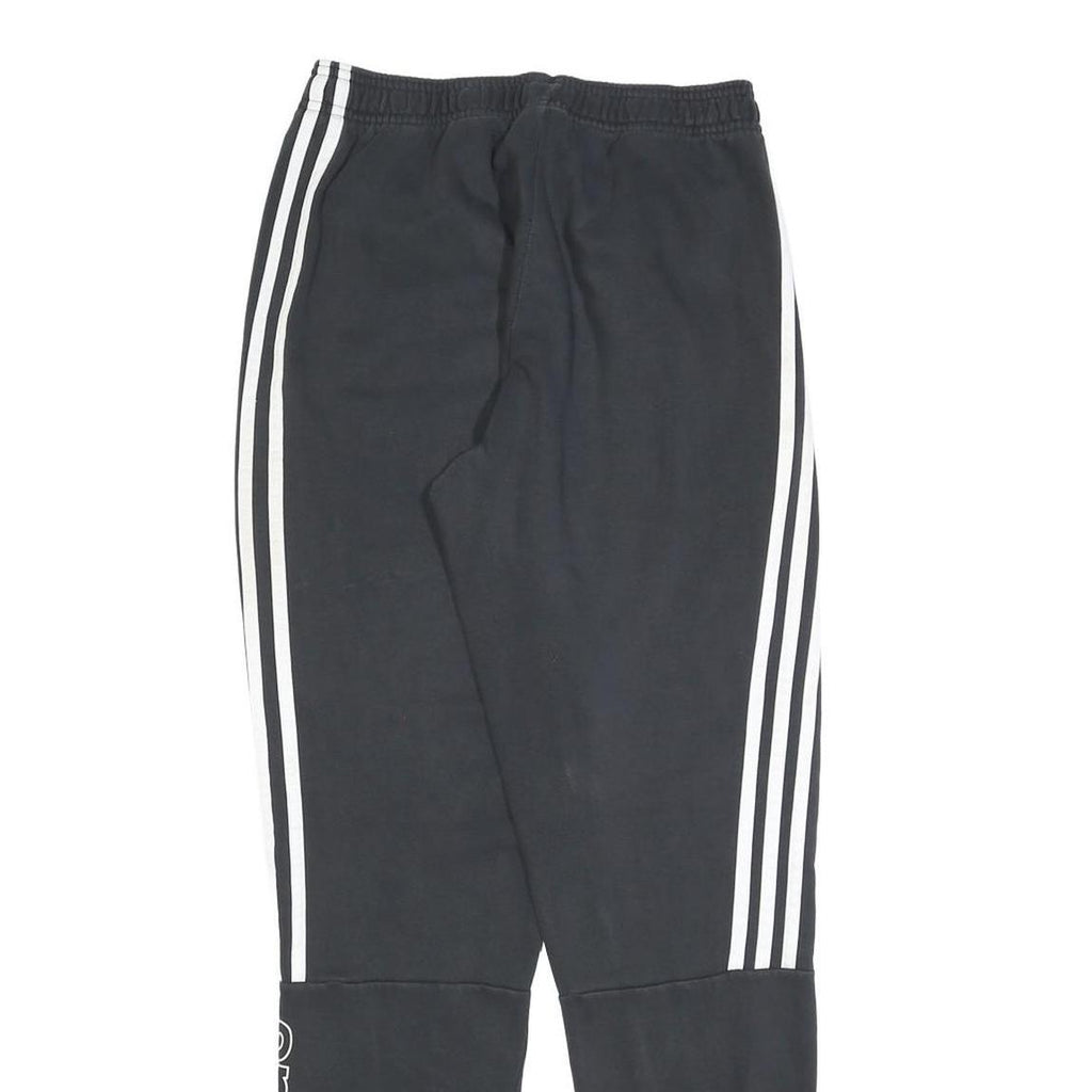 ADIDAS Mens Joggers Black White S W26 L30 Three Stripe Logo Slim Tapered