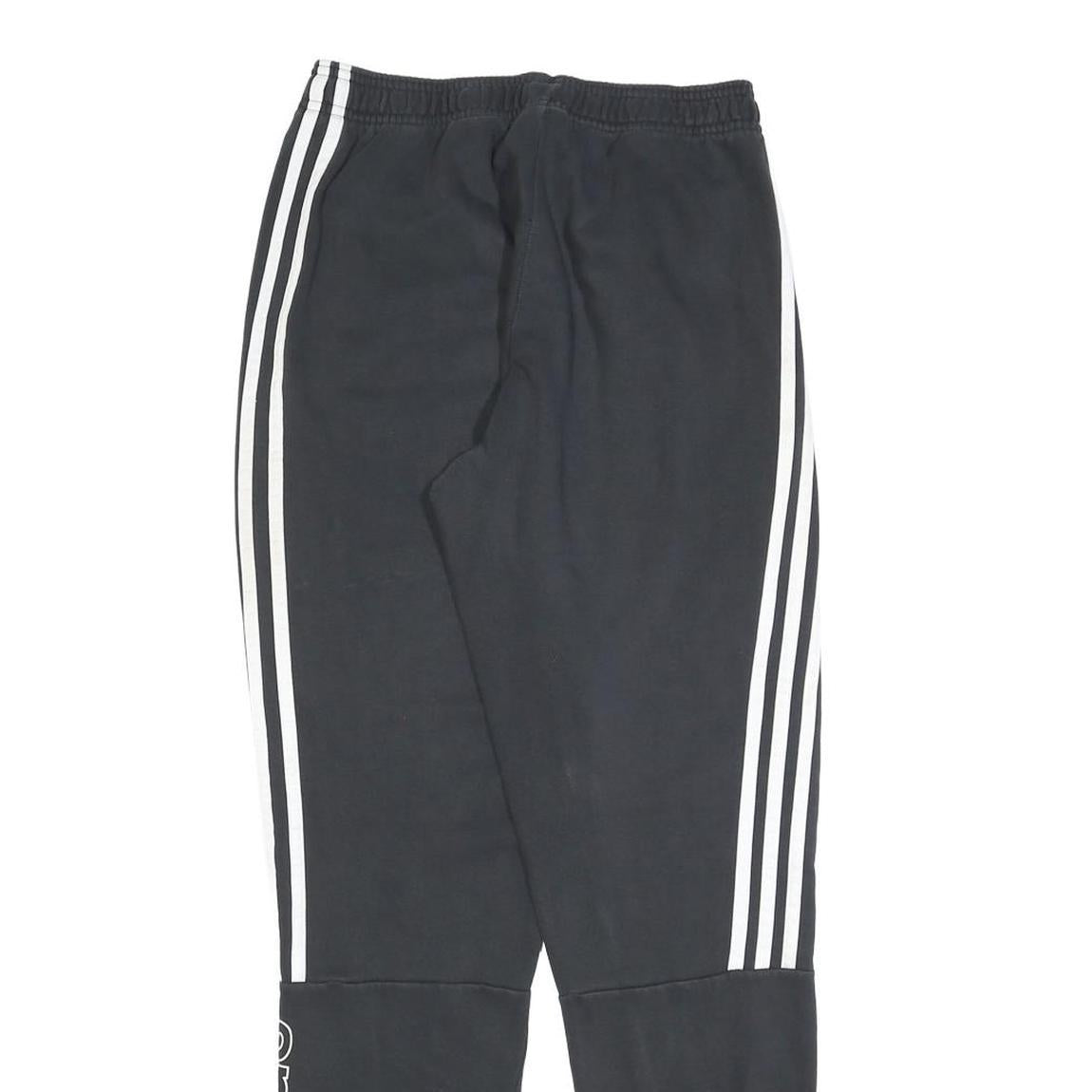 ADIDAS Mens Joggers Black White S W26 L30 Three Stripe Logo Slim Tapered
