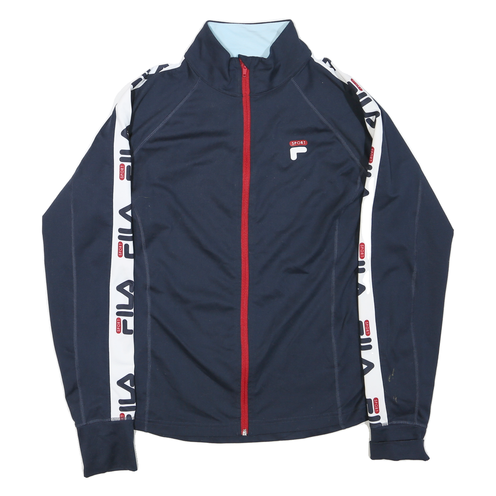 FILA Mens Navy Blue & White Sport Track Jacket XL Polyester Blend Zip Logo