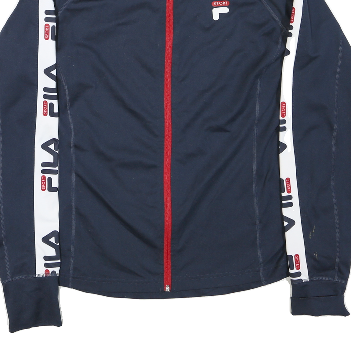 FILA Mens Navy Blue & White Sport Track Jacket XL Polyester Blend Zip Logo