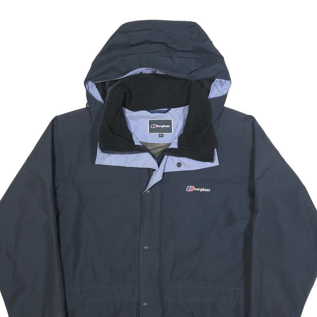 BERGHAUS Womens Navy Blue Outdoor Jacket L Polyester Zip Hooded Plain