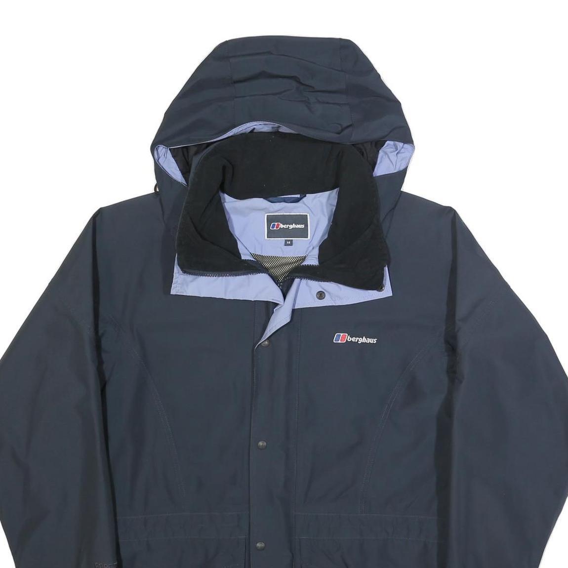 BERGHAUS Womens Navy Blue Outdoor Jacket L Polyester Zip Hooded Plain