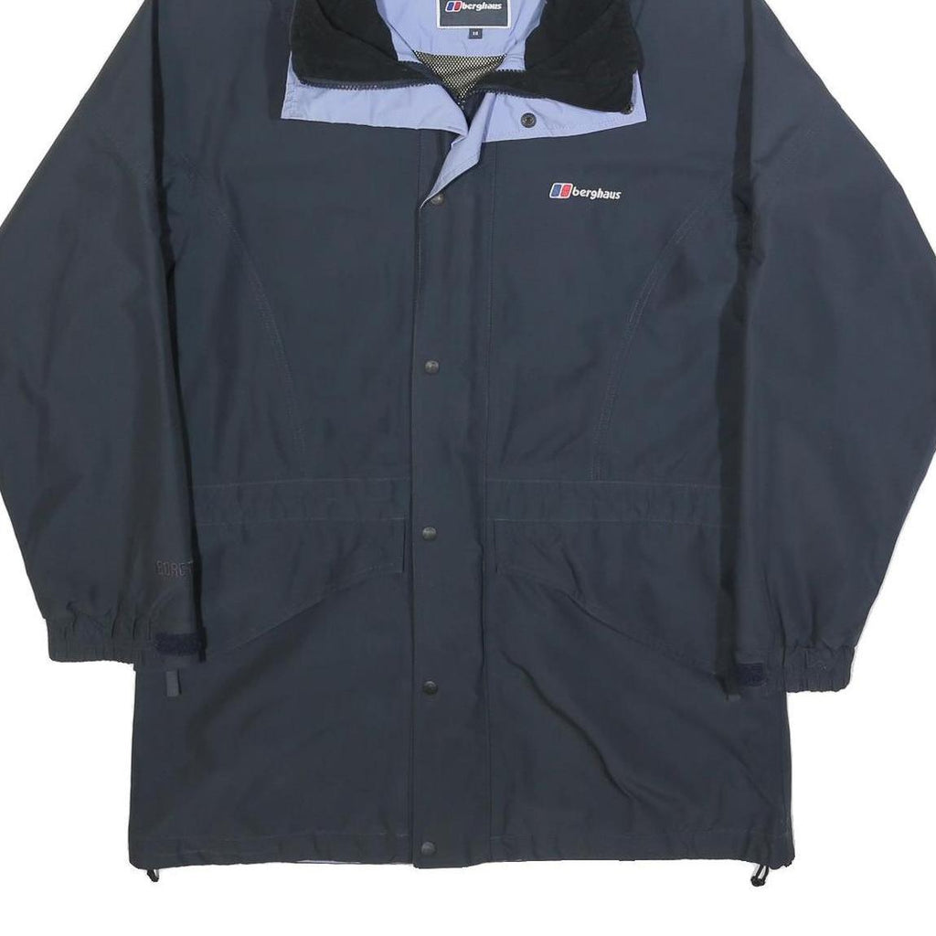 BERGHAUS Womens Navy Blue Outdoor Jacket L Polyester Zip Hooded Plain