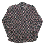 HATICO Mens Black & Grey Patterned Shirt L Button Collar Long Sleeve Casual