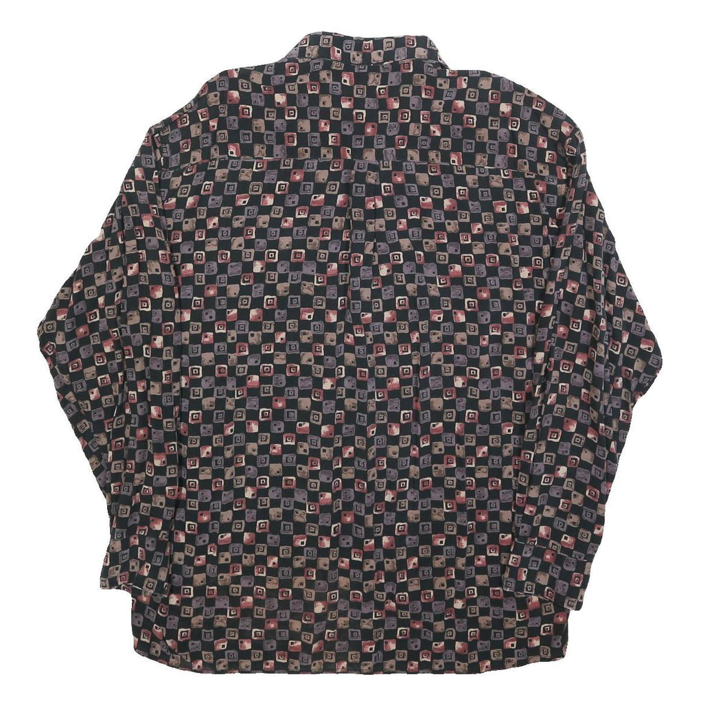 HATICO Mens Black & Grey Patterned Shirt L Button Collar Long Sleeve Casual