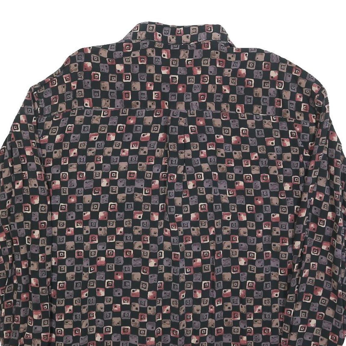 HATICO Mens Black & Grey Patterned Shirt L Button Collar Long Sleeve Casual