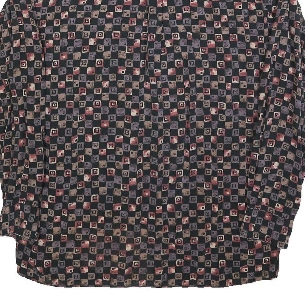 HATICO Mens Black & Grey Patterned Shirt L Button Collar Long Sleeve Casual