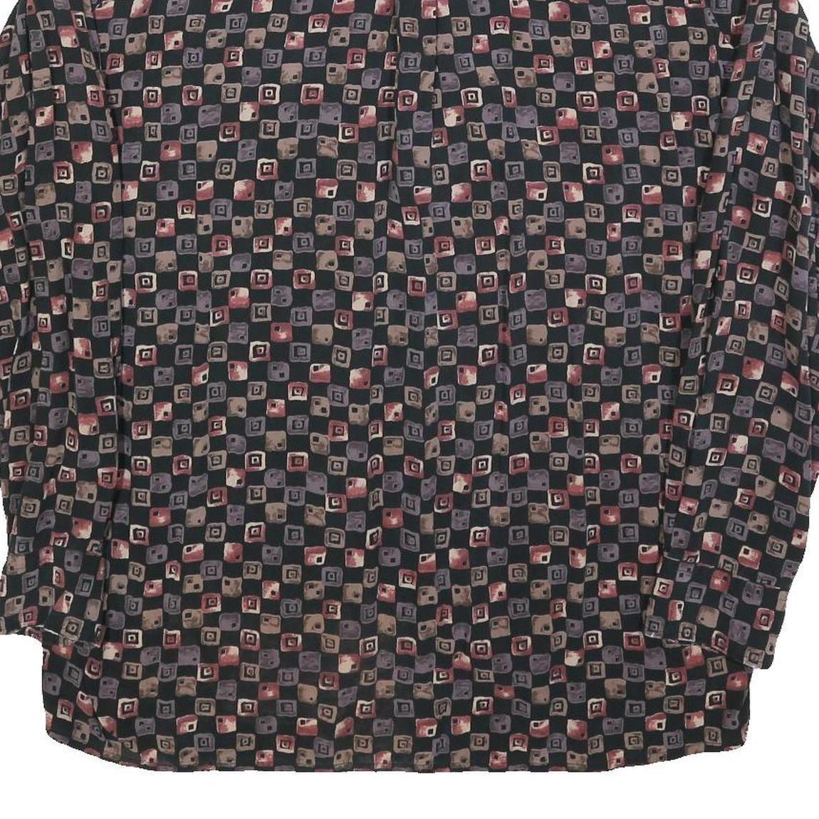 HATICO Mens Black & Grey Patterned Shirt L Button Collar Long Sleeve Casual